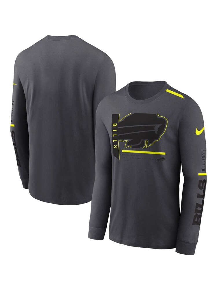 Fanatics Grey NFL Buffalo Bills VOLT Long Sleeve Dri-FIT Cotton T-Shirt - Image 1 of 3