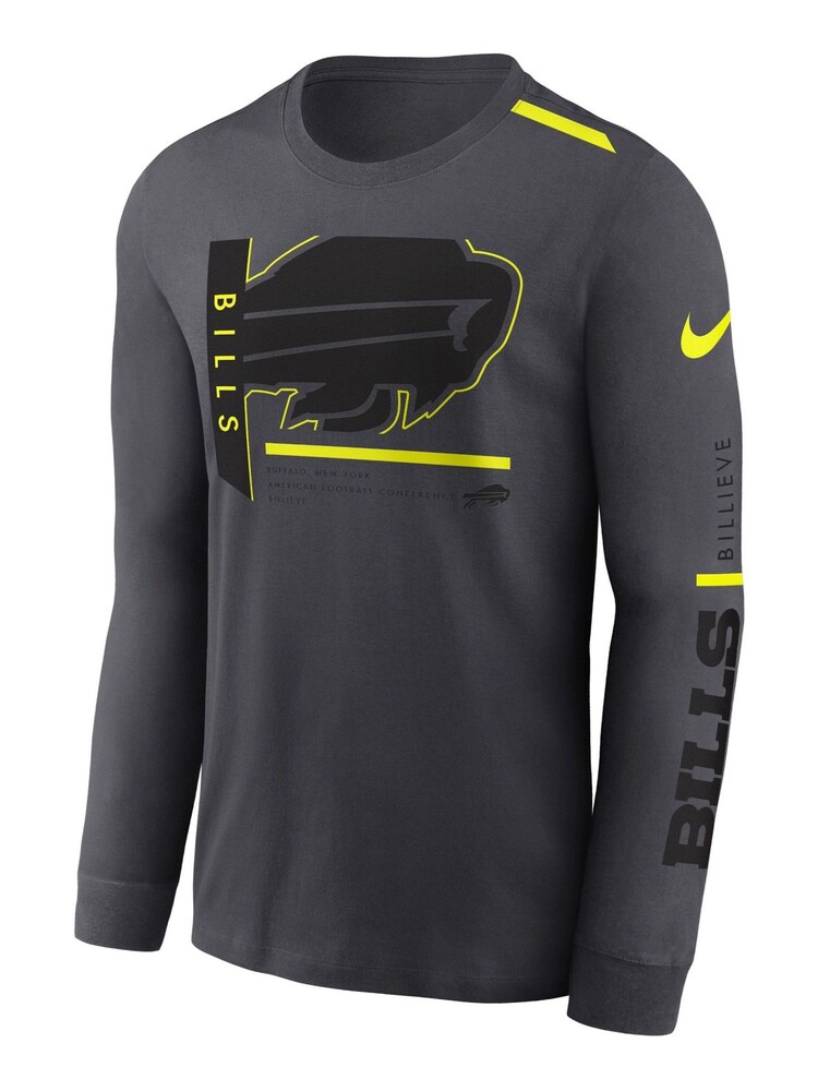 Fanatics Grey NFL Buffalo Bills VOLT Long Sleeve Dri-FIT Cotton T-Shirt - Image 2 of 3