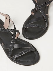 FatFace Daphne Black Leather Braided Sandals - Image 3 of 3