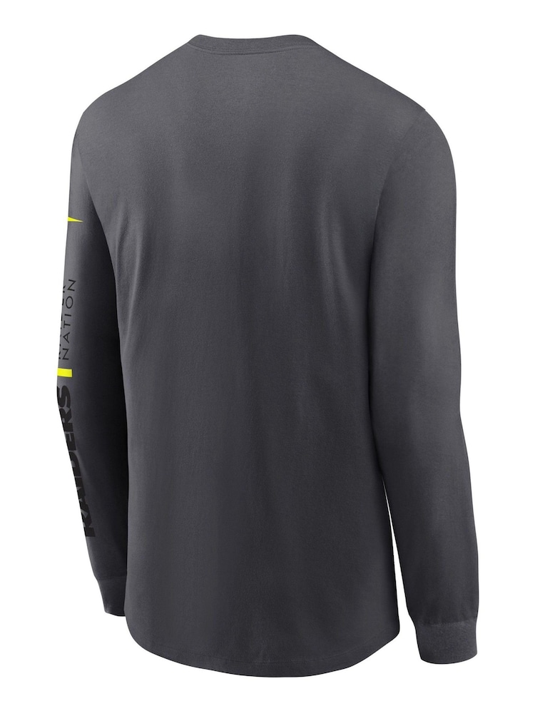 Fanatics Grey NFL Las Vegas Raiders VOLT Long Sleeve Dri-FIT Cotton T-Shirt - Image 3 of 3 Fanatics Grey NFL Las Vegas Raiders VOLT Long Sleeve Dri-FIT Cotton T-Shirt - Image 3 of 3