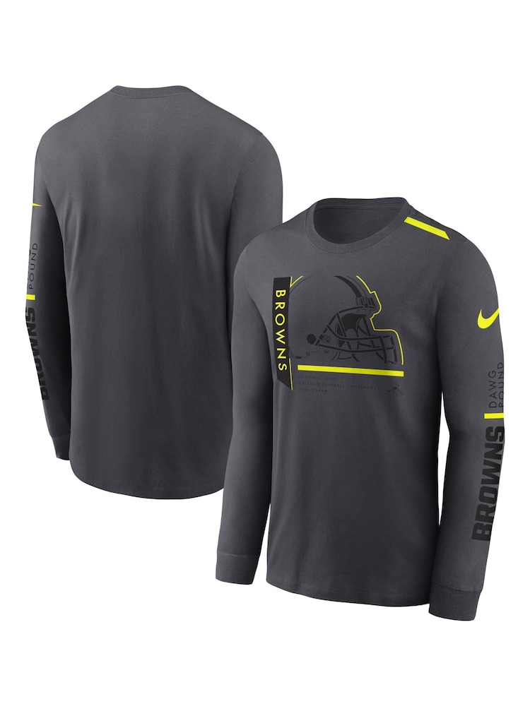 Fanatics Grey NFL Cleveland Browns VOLT Long Sleeve Dri-FIT Cotton T-Shirt - Image 1 of 3