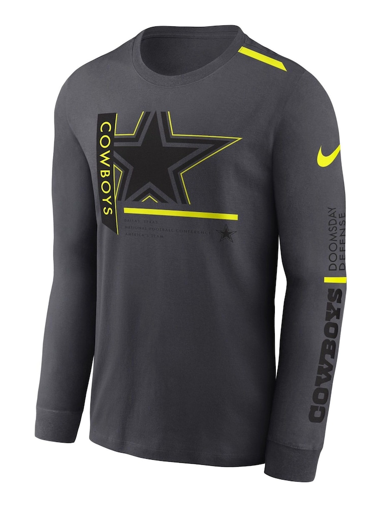 Fanatics Grey NFL Dallas Cowboys VOLT Long Sleeve Dri-FIT Cotton T-Shirt - Image 2 of 3