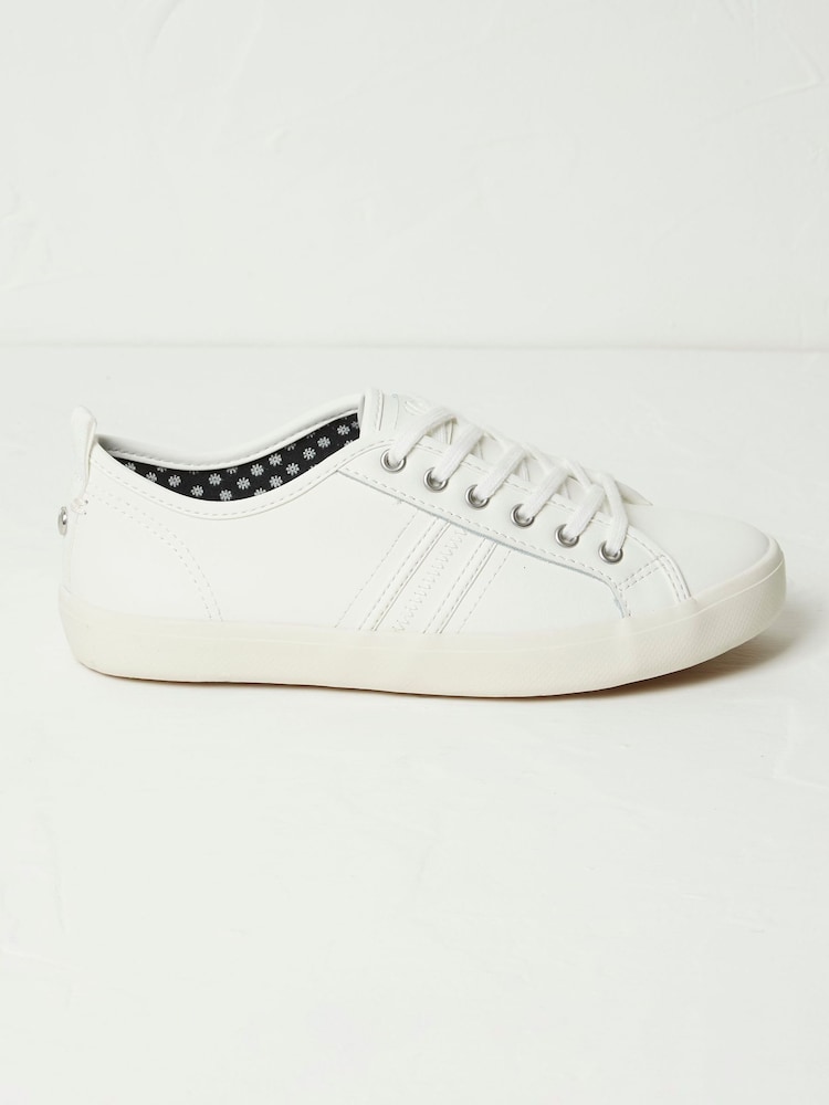 FatFace Lola White Leather Trainers - Image 1 of 3