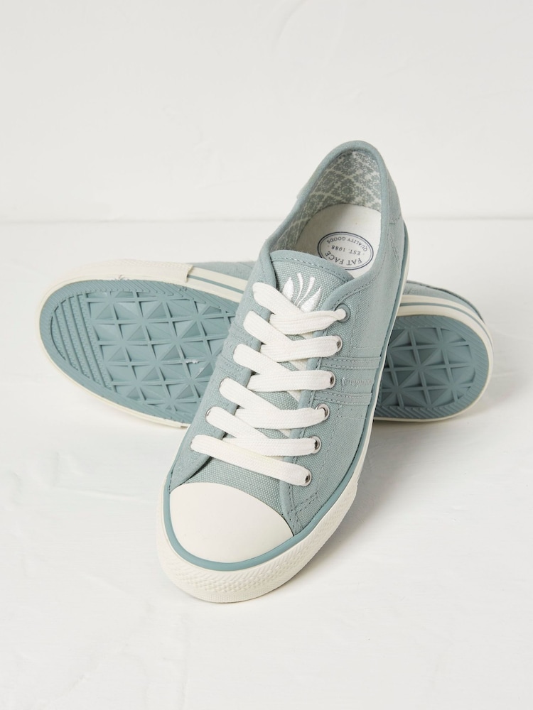 FatFace Raya Green Canvas Lace-Up Trainers - Image 2 of 3 FatFace Raya Green Canvas Lace-Up Trainers - Image 2 of 3