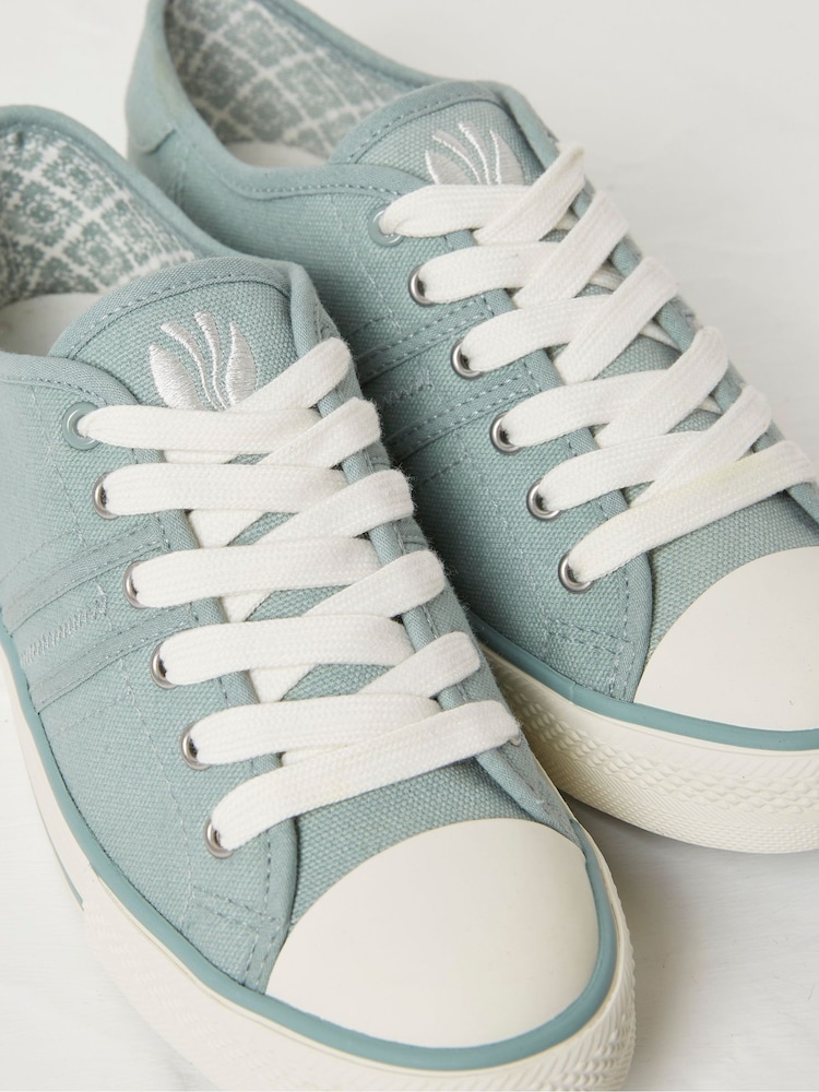 FatFace Raya Green Canvas Lace-Up Trainers - Image 3 of 3 FatFace Raya Green Canvas Lace-Up Trainers - Image 3 of 3