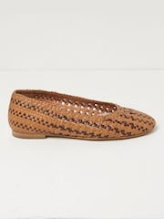 FatFace Felicity Brown Woven Ballerina Shoes - Image 1 of 3