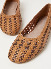 FatFace Felicity Brown Woven Ballerina Shoes - Image 3 of 3