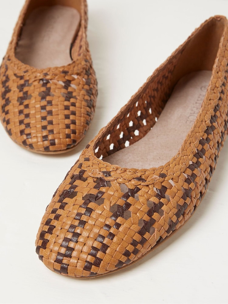 FatFace Felicity Brown Woven Ballerina Shoes - Image 3 of 3