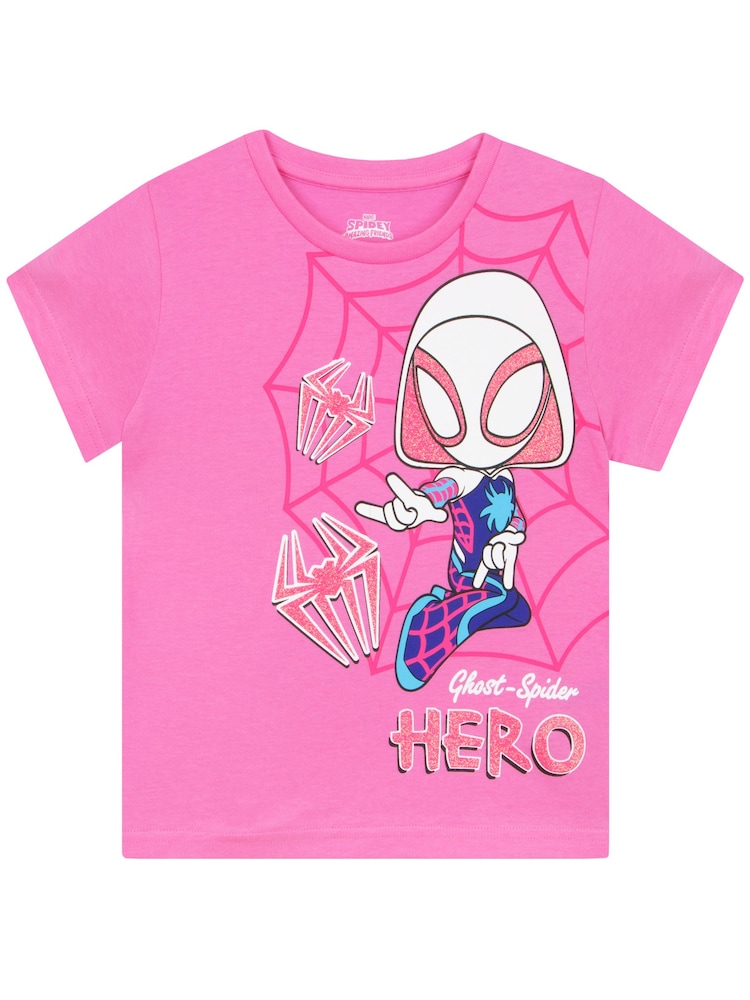 Character Pink Spidey and His Amazing Friends 100% Cotton T-Shirt - Image 1 of 9