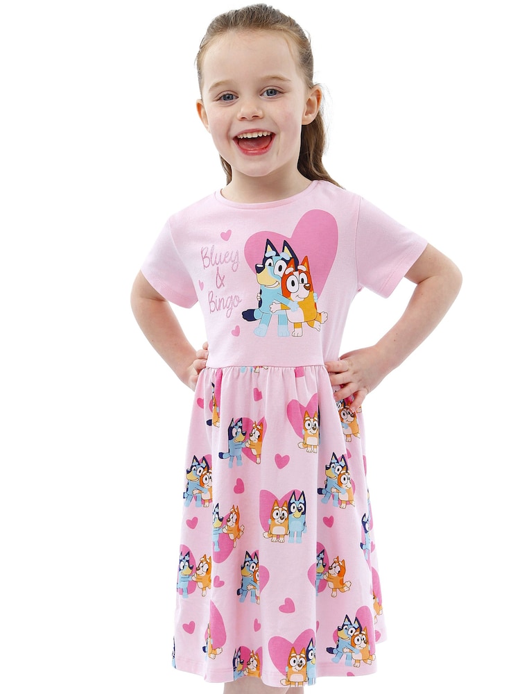 Character Pink 100% Cotton Bluey Dress - Image 9 of 9 Character Pink 100% Cotton Bluey Dress - Image 9 of 9
