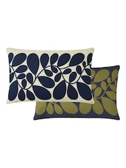 Orla Kiely Space Blue/Olive Green Sycamore Stripe Feather Filled 100% Cotton Cushion - Image 2 of 5