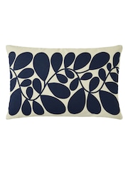 Orla Kiely Space Blue/Olive Green Sycamore Stripe Feather Filled 100% Cotton Cushion - Image 3 of 5