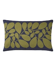 Orla Kiely Space Blue/Olive Green Sycamore Stripe Feather Filled 100% Cotton Cushion - Image 4 of 5