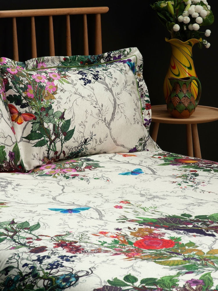 Timorous Beasties Set of 2 Dove Bloomsbury Garden 100% Cotton Pillowcases - Image 2 of 4