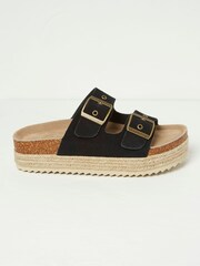 FatFace Meldon Black Flatform Sandals - Image 1 of 3