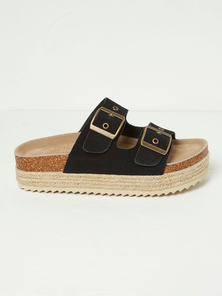 FatFace Meldon Black Flatform Sandals - Image 1 of 3