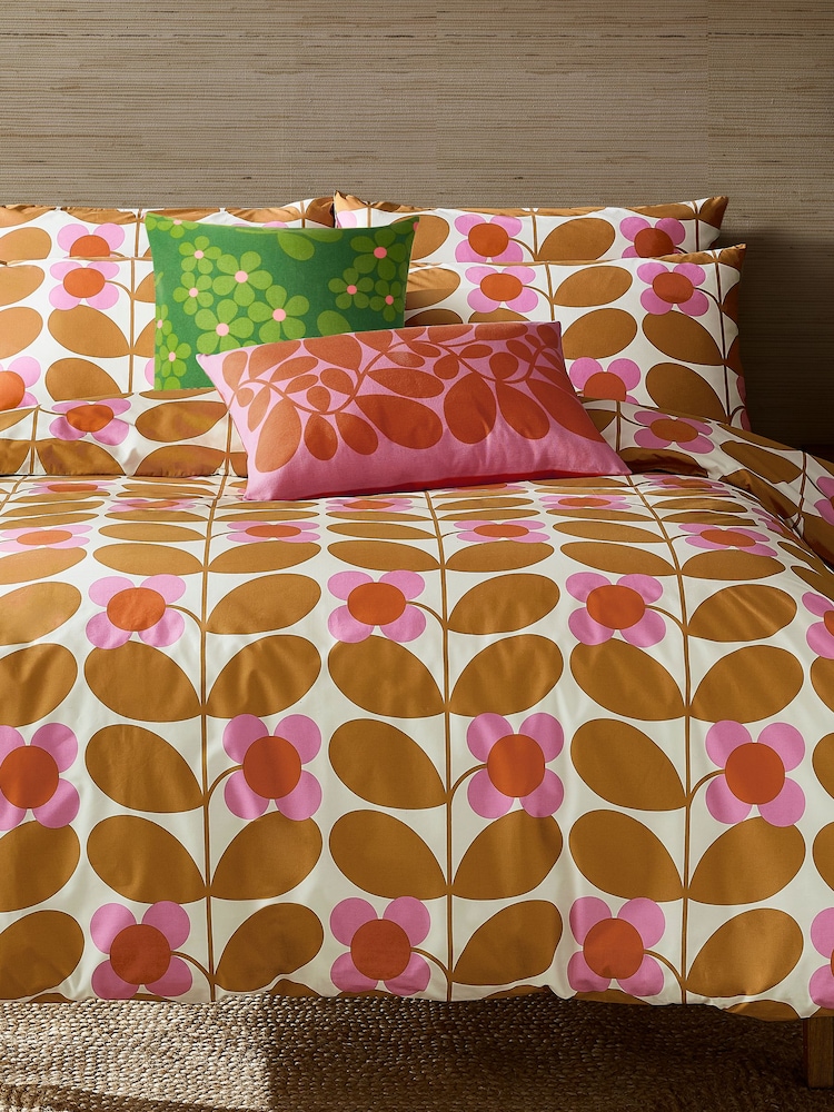 Orla Kiely Set of 2 Saffron Stem Bloom 100% Cotton Pillowcases - Image 2 of 3