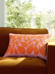 Orla Kiely Tomato Pink Sycarmore Stripe Feather Filled 100% Cotton Cushion - Image 1 of 5