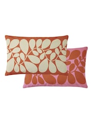 Orla Kiely Tomato Pink Sycarmore Stripe Feather Filled 100% Cotton Cushion - Image 2 of 5