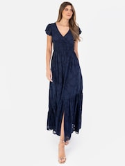 Lovedrobe Wrap Front Flutter Sleeve Maxi Dress - Image 3 of 6