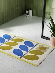 Orla Kiely Blue Fawn Stem Bloom Duo 100% Cotton Bath Mat - Image 1 of 2