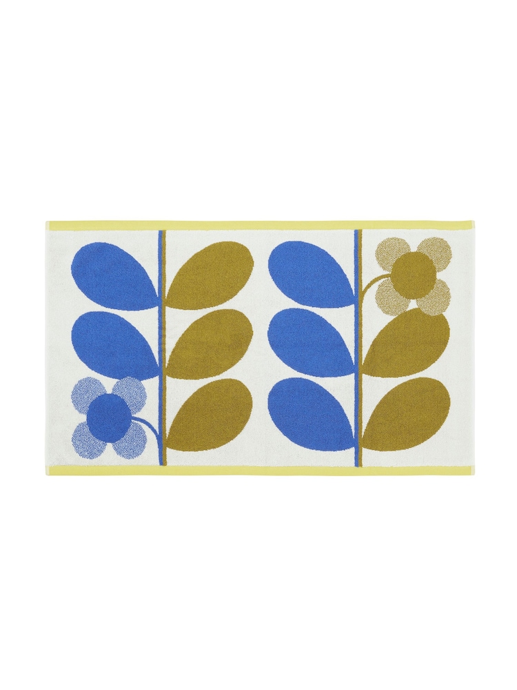 Orla Kiely Blue Fawn Stem Bloom Duo 100% Cotton Bath Mat - Image 2 of 2