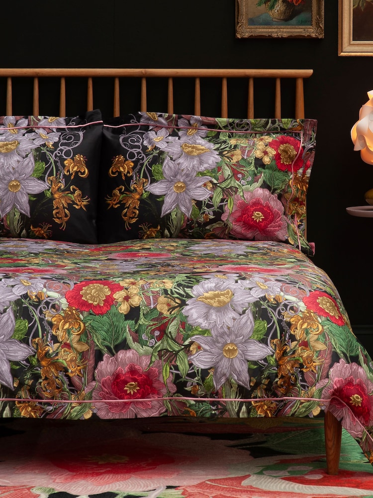 Timorous Beasties Set of 2 Midnight Berkeley Blooms 100% Cotton Pillowcases - Image 1 of 5