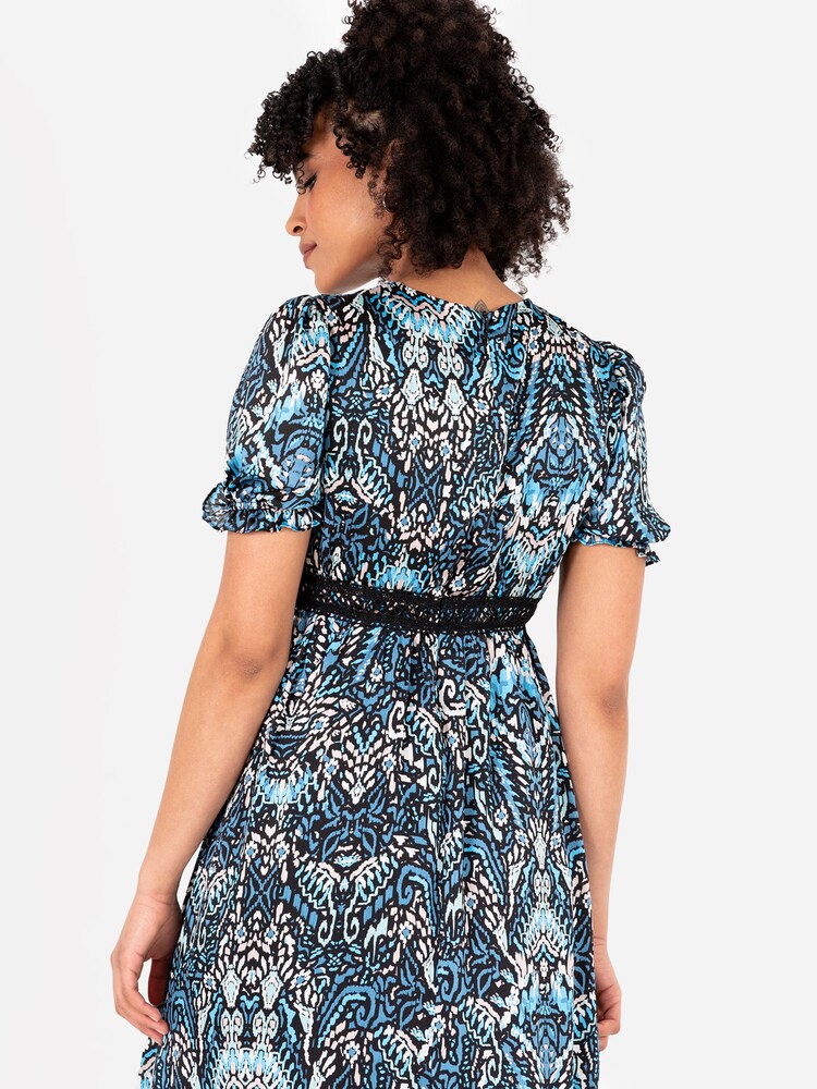 Puff Sleeve Tiered Hem Midi Dress With Frills - Image 3 of 3 Puff Sleeve Tiered Hem Midi Dress With Frills - Image 3 of 3