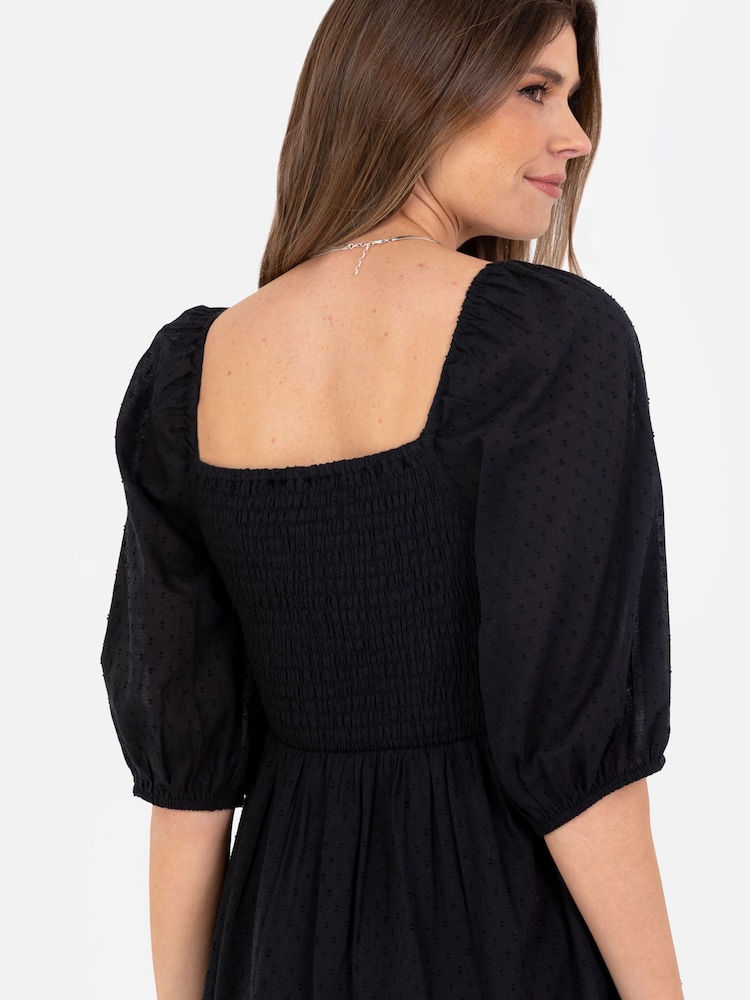 Lovedrobe Black Smocked Bodice Square Neck Puff Sleeve Mini Dress - Image 5 of 5 Lovedrobe Black Smocked Bodice Square Neck Puff Sleeve Mini Dress - Image 5 of 5