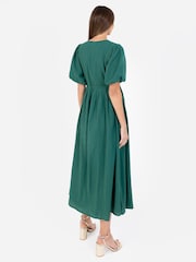 Lovedrobe Green Wrap Dress With Puff Sleeve - Image 2 of 5