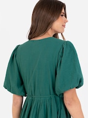 Lovedrobe Green Wrap Dress With Puff Sleeve - Image 5 of 5