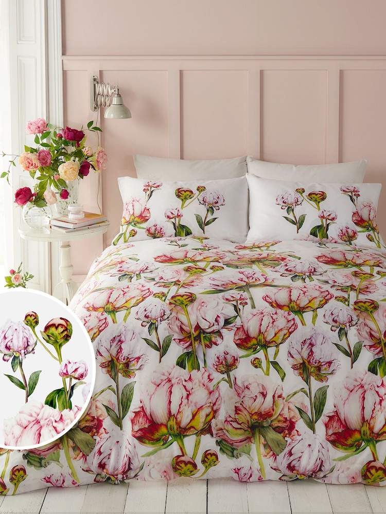 Voyage Fuchsia 100% Cotton Heligan Floral Duvet Cover And Pillowcase Set - Image 1 of 4
