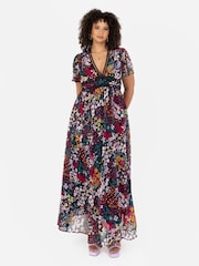 Lovedrobe V-Neck Angel Sleeve Maxi Dress With Trims - Image 1 of 5