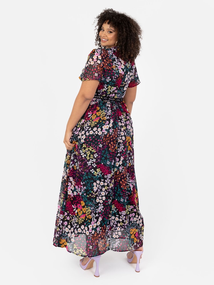 Lovedrobe V-Neck Angel Sleeve Maxi Dress With Trims - Image 2 of 5