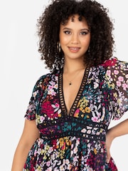 Lovedrobe V-Neck Angel Sleeve Maxi Dress With Trims - Image 3 of 5
