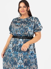 Puff Sleeve Tiered Hem Midi Dress With Frills - Image 3 of 4