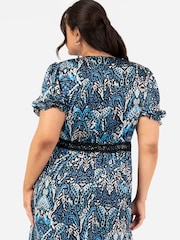 Puff Sleeve Tiered Hem Midi Dress With Frills - Image 4 of 4