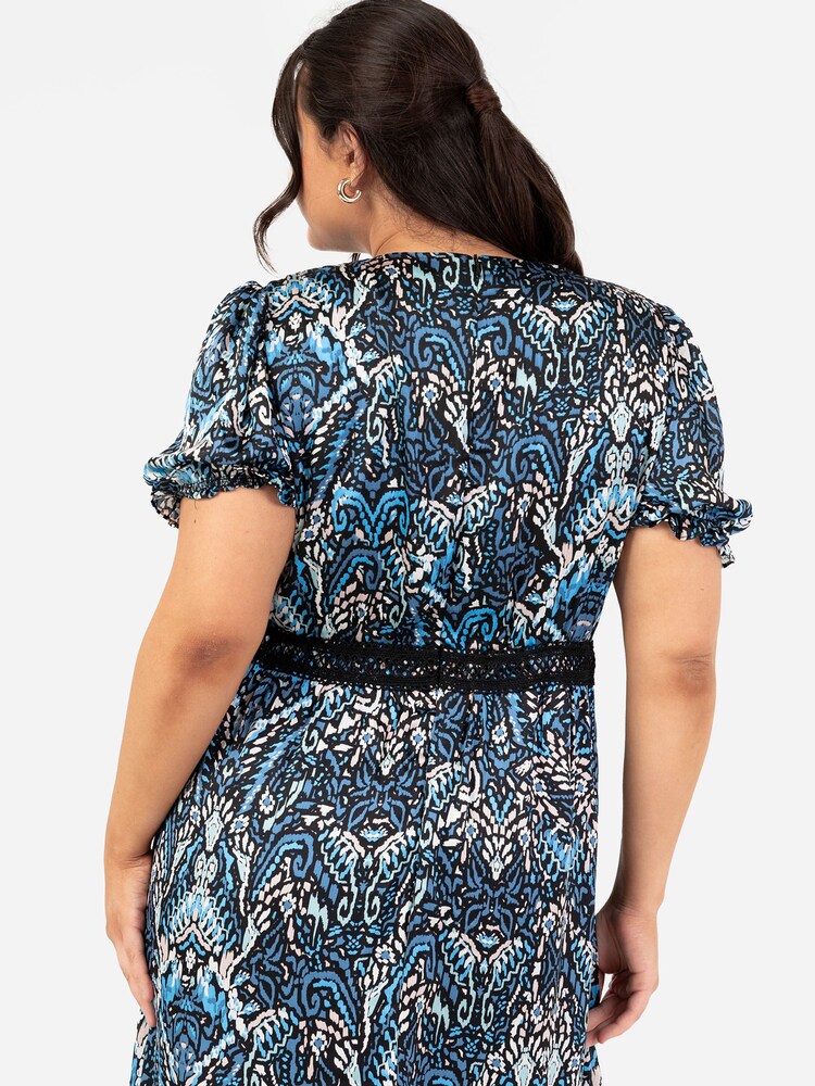 Puff Sleeve Tiered Hem Midi Dress With Frills - Image 4 of 4