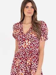 Pink - Lovedrobe Midikleid mit Puffärmeln und Stufensaum - Bild 4 von 5