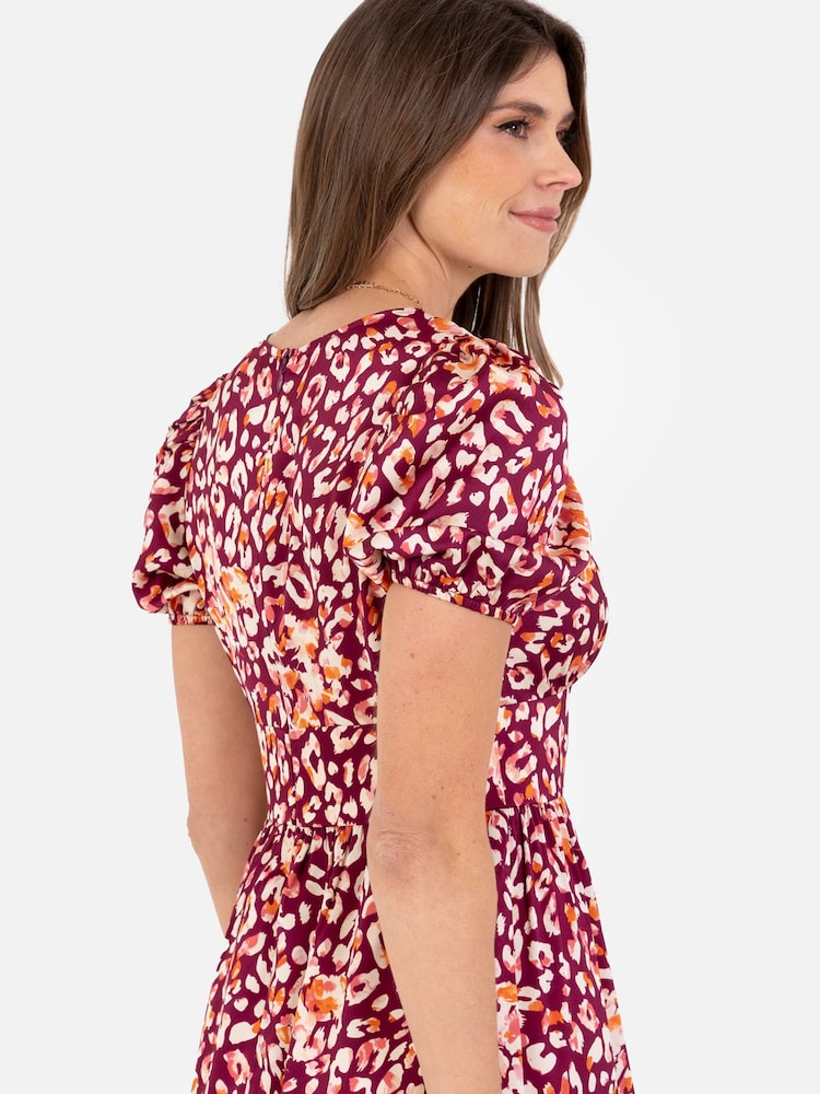 Pink - Lovedrobe Midikleid mit Puffärmeln und Stufensaum - Bild 5 von 5