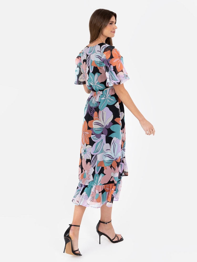 Lovedrobe Cream Faux Wrap Midaxi Dress With Ruffle Hem - Image 2 of 6