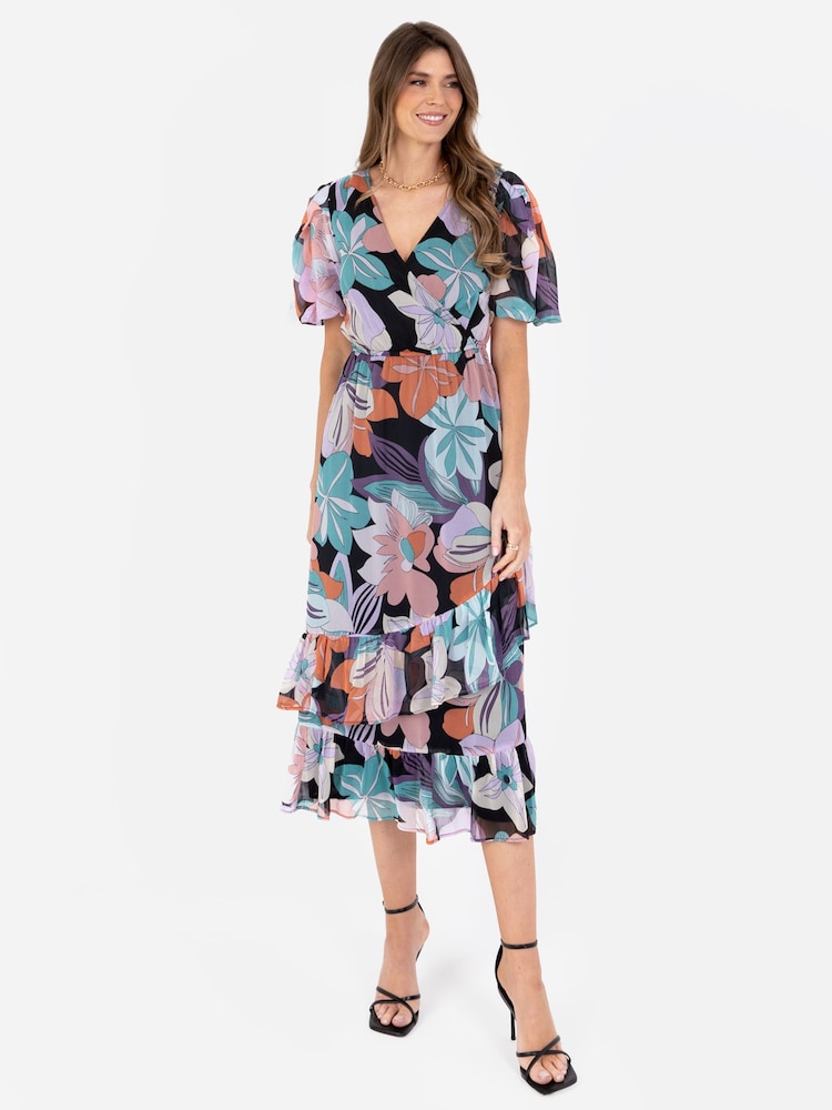 Lovedrobe Cream Faux Wrap Midaxi Dress With Ruffle Hem - Image 6 of 6