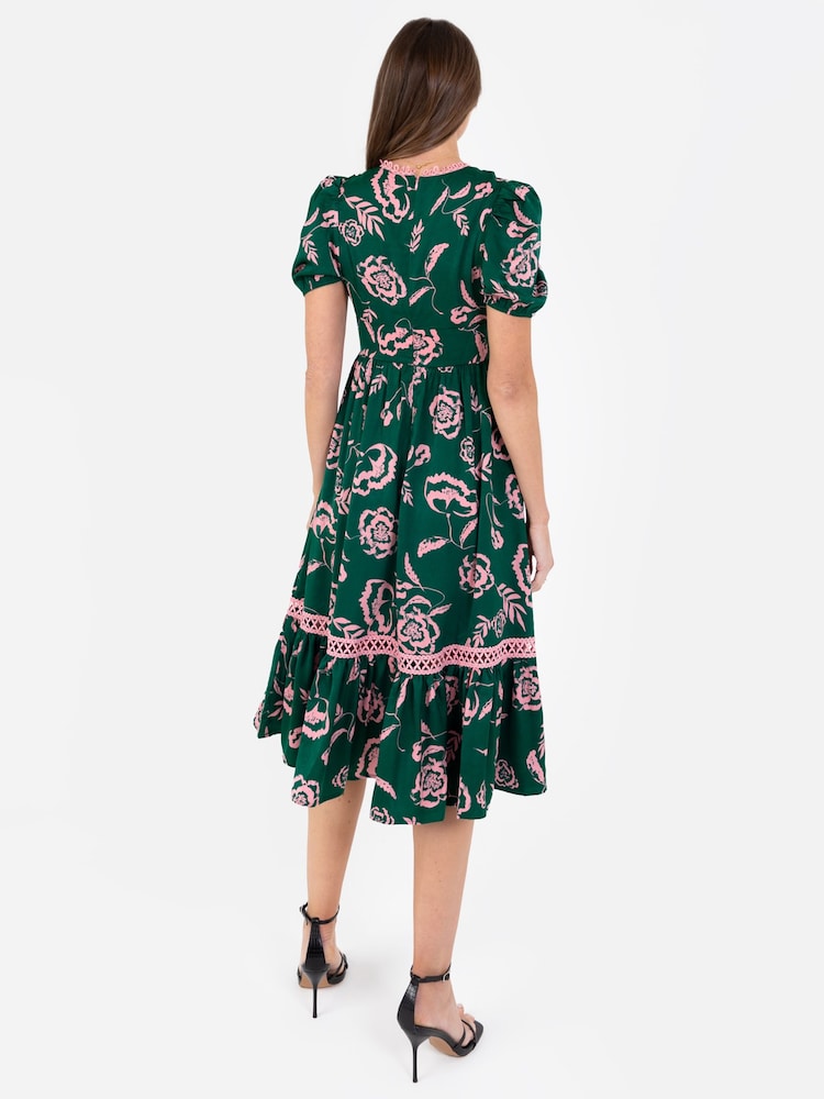 Lovedrobe Tiered Hem Puff Sleeve Midi Dress - Image 2 of 5