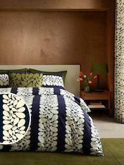 Orla Kiely Space Blue 100% Cotton Sycamore Stripe Duvet Cover And Pillowcase Set - Image 1 of 4