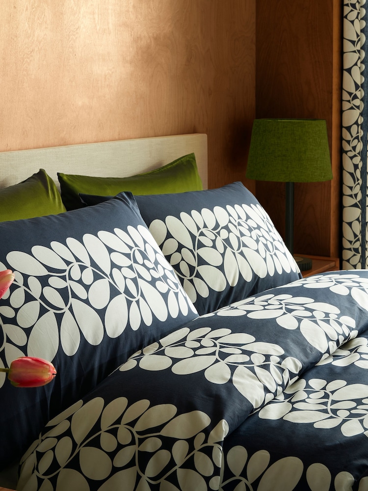 Orla Kiely Space Blue 100% Cotton Sycamore Stripe Duvet Cover And Pillowcase Set - Image 2 of 4