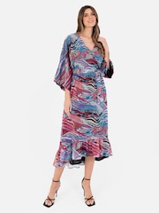 Lovedrobe Wrap Kimono Dress With Ruffled High Low Hem - Image 1 of 5