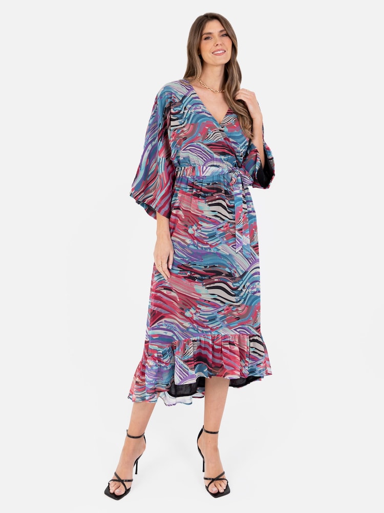 Lovedrobe Wrap Kimono Dress With Ruffled High Low Hem - Image 1 of 5