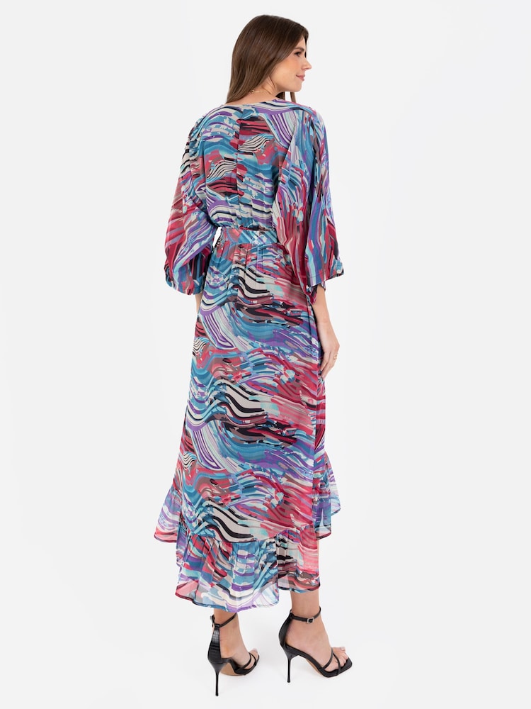 Lovedrobe Wrap Kimono Dress With Ruffled High Low Hem - Image 2 of 5