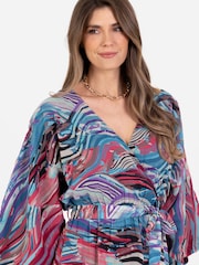 Lovedrobe Wrap Kimono Dress With Ruffled High Low Hem - Image 4 of 5