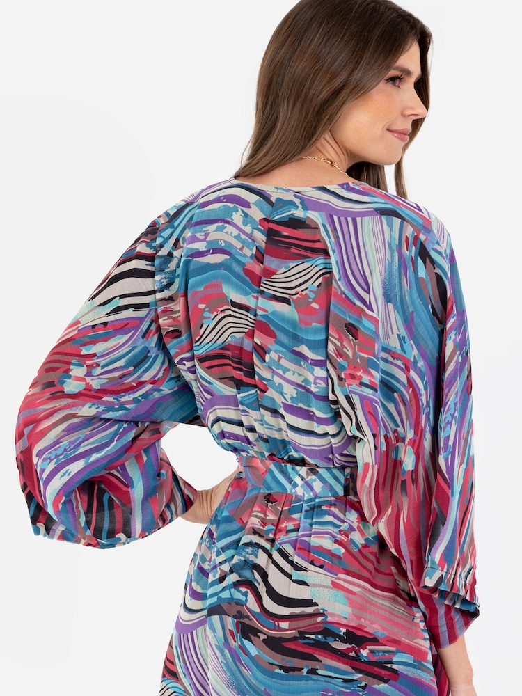 Lovedrobe Wrap Kimono Dress With Ruffled High Low Hem - Image 5 of 5